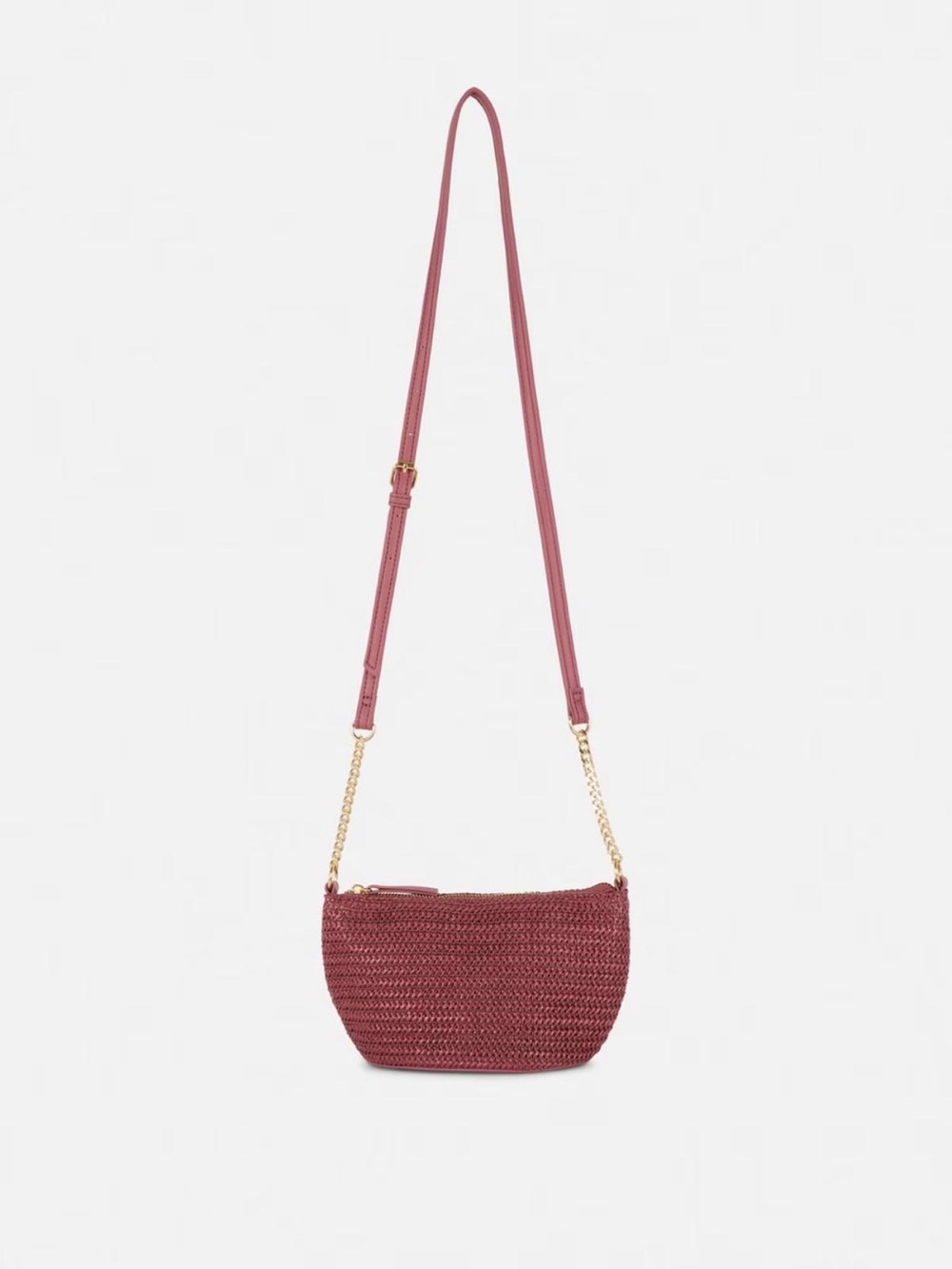 Primark Pink Woven Textured Chain Crossbody Bag